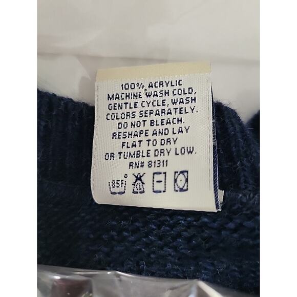 VTG Ocean Pacific OP Sweater Women M Navy White Fair Isle Knit USA Made 90s Surf - Picture 6 of 9